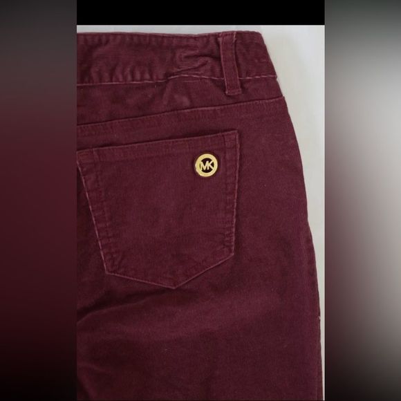 Michael Kors Skinny Super Soft Corduroys in Merlot with Gold Hardware Size 10 - Picture 8 of 16